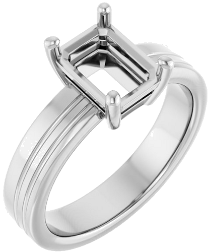 Sužadėtuvių Žiedas „Solitaire“ 925 Sidabro Emerald 8mm x 6mm (1)