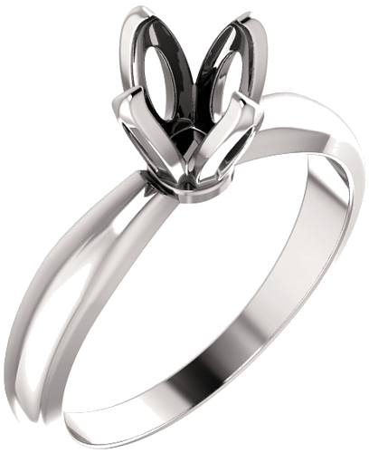 Sužadėtuvių Žiedas „4-Prong Tulipset® Solitaire“ 585 Baltojo Aukso Round 6.3mm x 6.6mm (1)