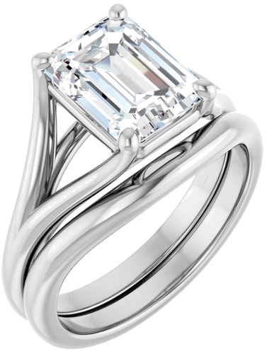 Sužadėtuvių Žiedas „Solitaire“ 14k white gold Emerald 9mm x 7mm (6)