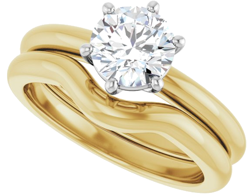 Sužadėtuvių Žiedas 14k yellow/white gold Round 6.5mm (10)