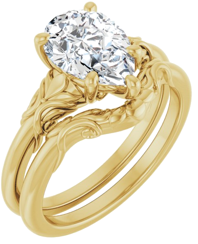 Sužadėtuvių Žiedas „Solitaire“ 14k yellow gold Pear 10mm x 7mm (6)