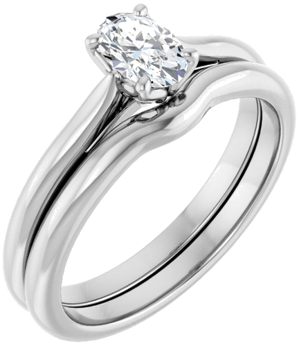 Sužadėtuvių Žiedas „Solitaire“ 14k white gold Oval 6mm x 4mm (6)
