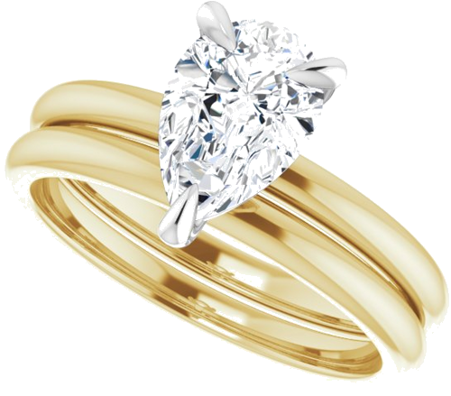Sužadėtuvių Žiedas „Solitaire“ 585 Baltojo Ir Geltonojo Aukso Pear Shape 9mm x 6mm (8)