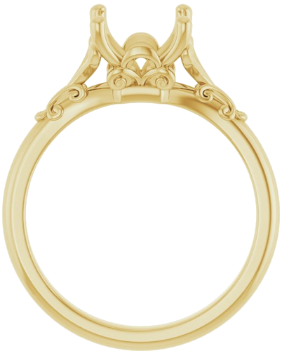 14K Yellow 7 mm Asscher Solitaire Engagement Ring Mounting (2)