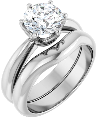 Sužadėtuvių Žiedas „Solitaire Crown-Inspired“ 14k white gold Round 7.4mm (6)