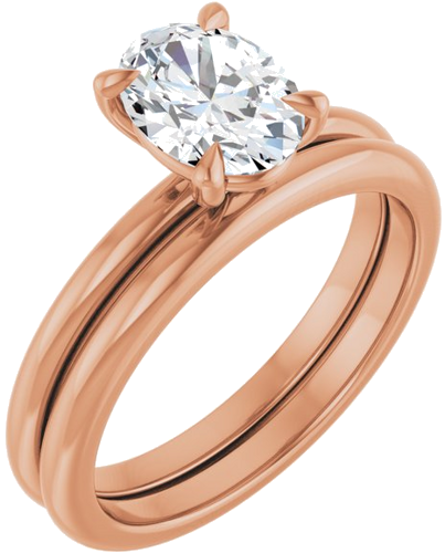 Sužadėtuvių Žiedas „Claw-Prong“ 14k rose gold Oval 8mm x 6mm (6)