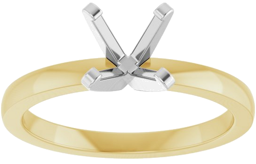 14K Yellow White 6-6.6 mm Round Solitaire Engagement Ring Mounting (3)
