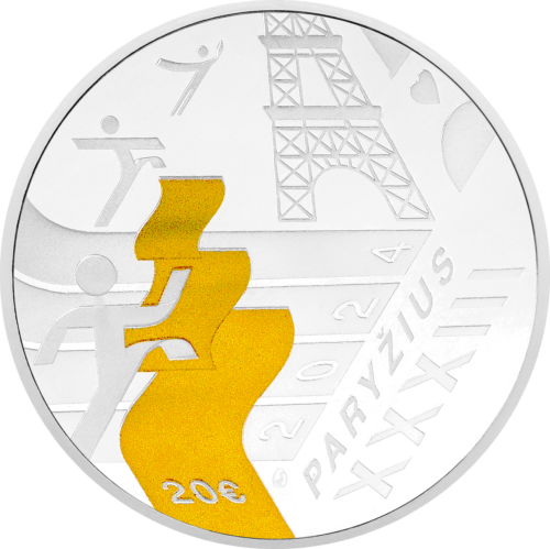 2024 г. Литва Парижките олимпийски игри 20 евро сребърна монета (2)