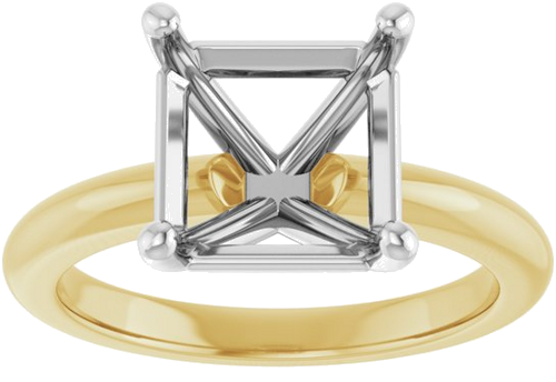Sužadėtuvių Žiedas 14k yellow/white gold Asscher 9mm (3)