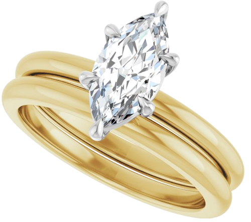 Sužadėtuvių Žiedas 585 Baltojo Ir Geltonojo Aukso Marquise 10mm x 5mm (8)