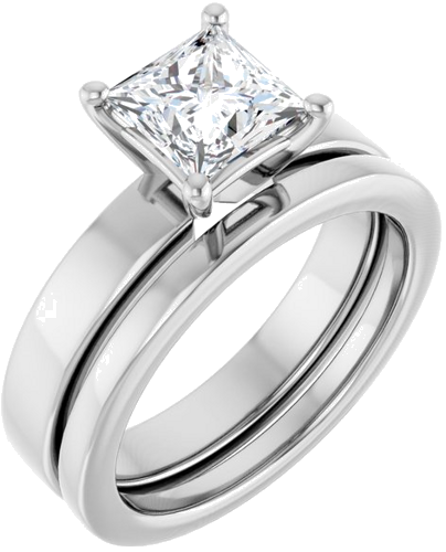 14K White 6 mm Square Solitaire Engagement Ring Mounting (6)