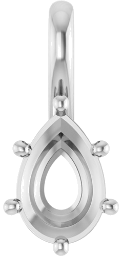 Pakabukas „Solitaire Charm“ 14k white gold Pear 9mm x 6mm (1)