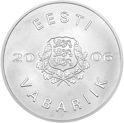 2006 Национален естонски театър 100 крони сребърна монета (2)