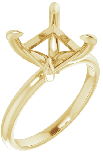 14K Yellow  8x8 mm Square Solitaire Engagement Ring Mounting (1)