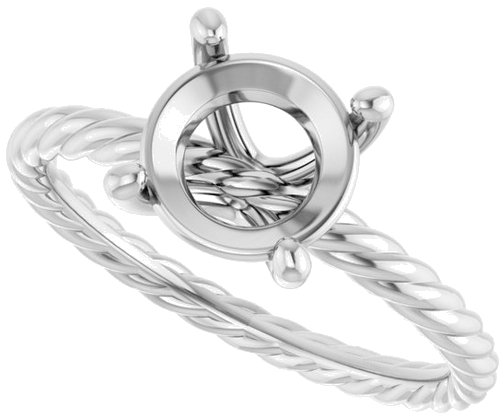 Sužadėtuvių Žiedas „Solitaire Rope“ 14k white gold Round 8mm (5)