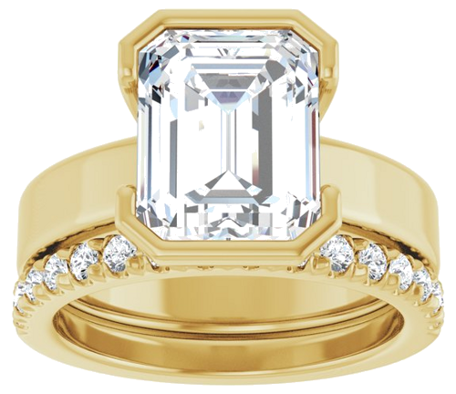 Sužadėtuvių Žiedas „Half-Bezel Solitaire“ 14k yellow gold Emerald 10mm x 8mm (8)