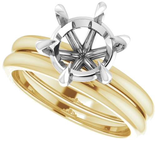 Sužadėtuvių Žiedas „Claw-Prong“ 14k yellow/white gold Round 8.8mm (10)