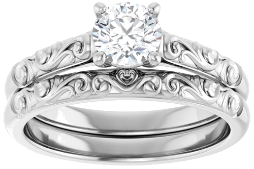 Sužadėtuvių Žiedas „Solitaire“ 585 Baltojo Aukso Round 5.2mm (8)