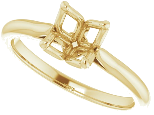 14K Yellow  5 mm Square Solitaire Engagement Ring Mounting (5)