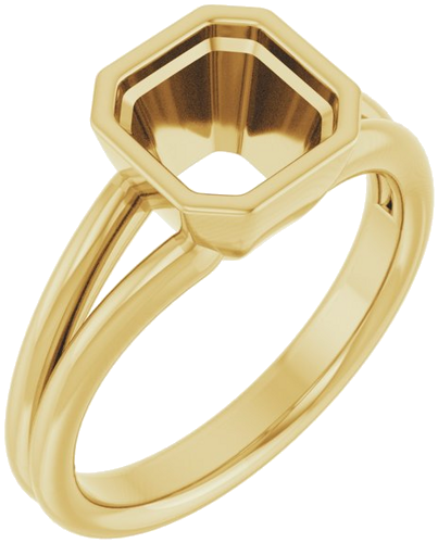 Sužadėtuvių Žiedas „Bezel-Set Solitaire“ 14k yellow gold Asscher 7mm (1)