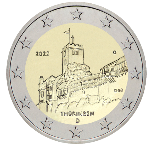 2022 Germany Thuringia - Wartburg Castle 2 euro coin (1)