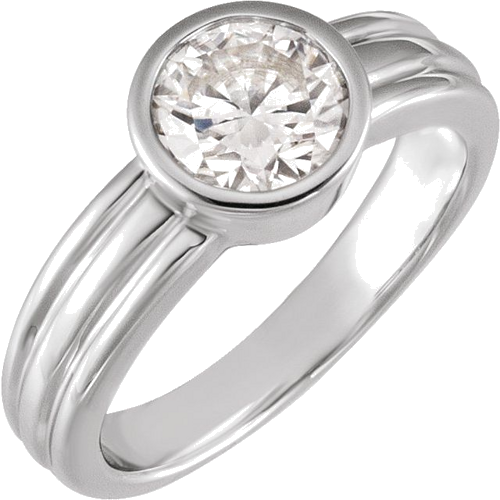 Sužadėtuvių Žiedas „Bezel-Set Solitaire“ 585 Baltojo Aukso Round 7mm (3)