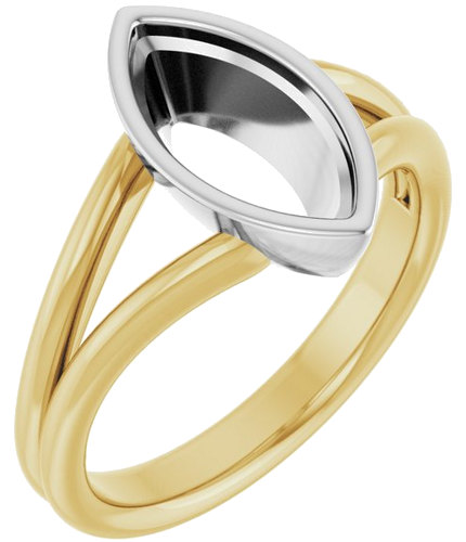Sužadėtuvių Žiedas „Bezel-Set Solitaire“ 14k yellow/white gold Marquise 12mm x 6mm (1)