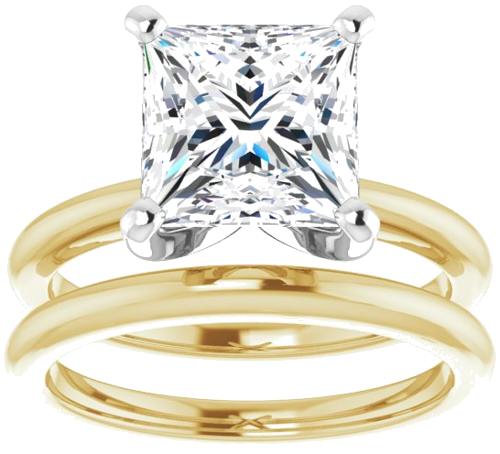 Sužadėtuvių Žiedas 14k yellow/white gold Square 8mm (8)