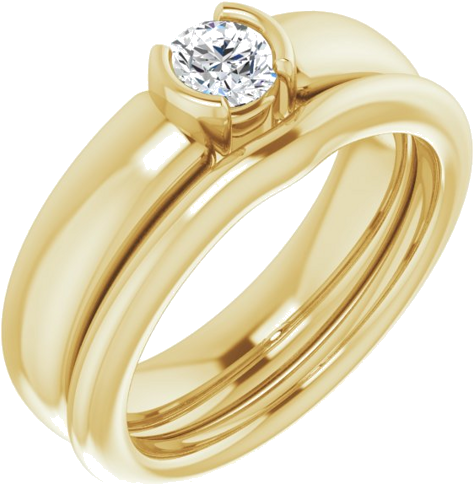 Sužadėtuvių Žiedas „Half-Bezel Solitaire“ 14k yellow gold Round 4.4mm (6)