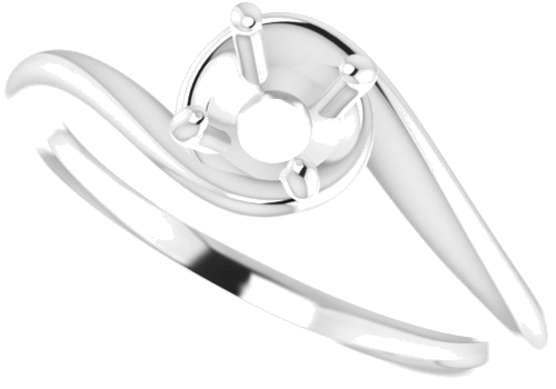 14K White 5.2 mm Round Engagement Ring Mounting (5)