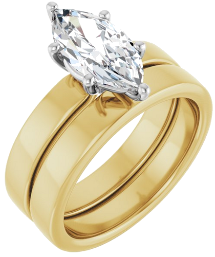 Sužadėtuvių Žiedas „Solitaire“ 14k yellow/white gold Marquise 12mm x 6mm (6)