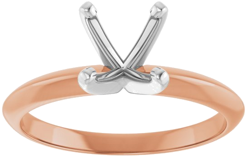 14K Rose White 6.6-7.2 mm Round 4-Prong Light Solitaire Ring Mounting (3)