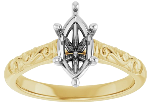 Sužadėtuvių Žiedas „Solitaire“ 14k yellow/white gold Marquise 10mm x 5mm (3)