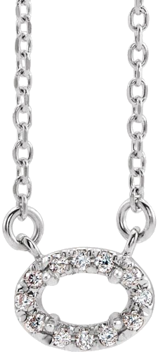 14K White 6x4 mm Oval 1 10 CTW Natural Diamond Semi-Set 18  Necklace (1)