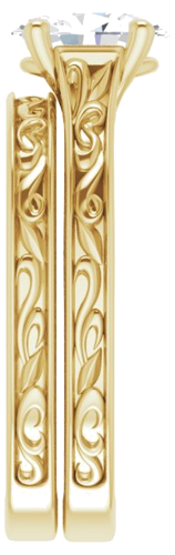 Sužadėtuvių Žiedas „Solitaire Scroll“ 14k yellow gold Oval 8mm x 6mm (9)