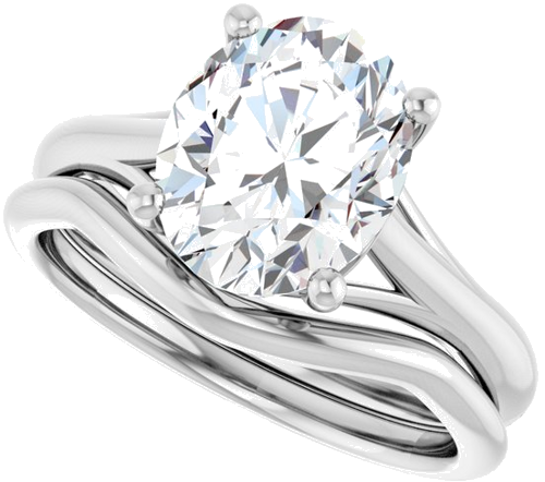 Sužadėtuvių Žiedas „Solitaire“ 14k white gold Oval 10mm x 8mm (10)