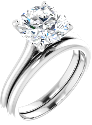 Sužadėtuvių Žiedas „Accented“ 14k white gold Round 8.8mm (6)
