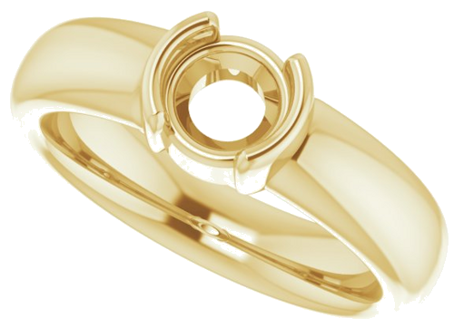 14K Yellow 5.8 mm Round Half Bezel Solitaire Engagement Ring Mounting (5)