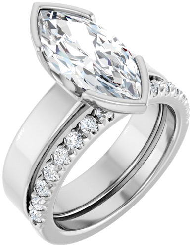 Sužadėtuvių Žiedas „Half-Bezel Solitaire“ 10k white gold Marquise 15mm x 7mm (6)