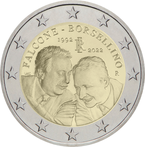 2022 Itālijas Falcone un Borsellino 2 eiro monēta (1)
