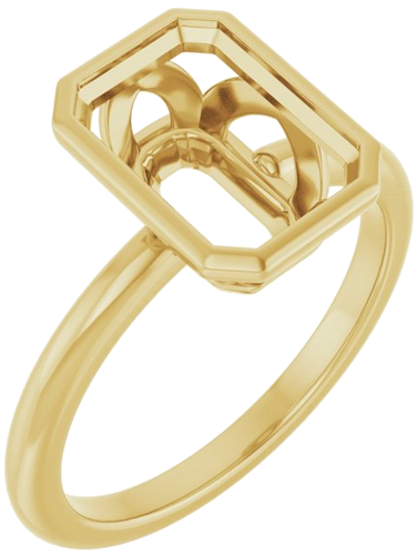 Sužadėtuvių Žiedas „Bezel-Set“ 14k yellow gold Emerald 10mm x 7mm (1)