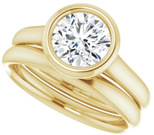 Sužadėtuvių Žiedas „Bezel-Set Solitaire“ 10k yellow gold Round 7mm (10)