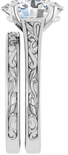 Sužadėtuvių Žiedas „Solitaire Scroll“ 14k white gold Oval 11mm x 9mm (9)