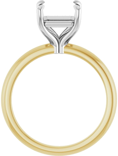 14K Yellow White 8x8 mm Asscher Solitaire Engagement Ring Mounting (1)