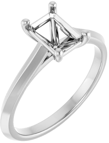 14K White 7x5 mm Emerald Solitaire Engagement Ring Mounting (1)