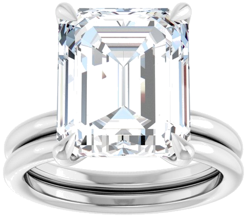 Sužadėtuvių Žiedas „Claw-Prong Solitaire“ 14k white gold Emerald 12mm x 10mm (8)