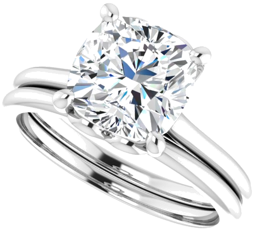 Sužadėtuvių Žiedas „Solitaire“ 585 Baltojo Aukso Cushion 8mm (10)