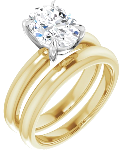 Sužadėtuvių Žiedas „Solitaire“ 585 Baltojo Ir Geltonojo Aukso Oval 9mm x 7mm (6)