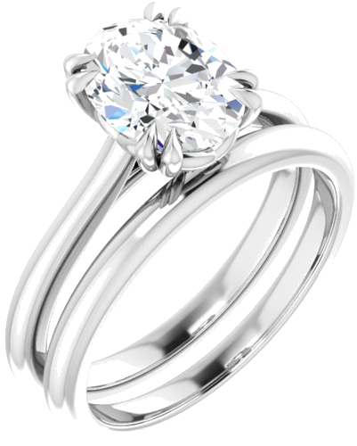 Sužadėtuvių Žiedas „Solitaire“ 585 Baltojo Aukso Oval 9mm x 7mm (6)