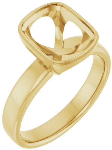 Sužadėtuvių Žiedas „Bezel-Set Solitaire“ 14k yellow gold Elongated Cushion 10mm x 8mm (1)